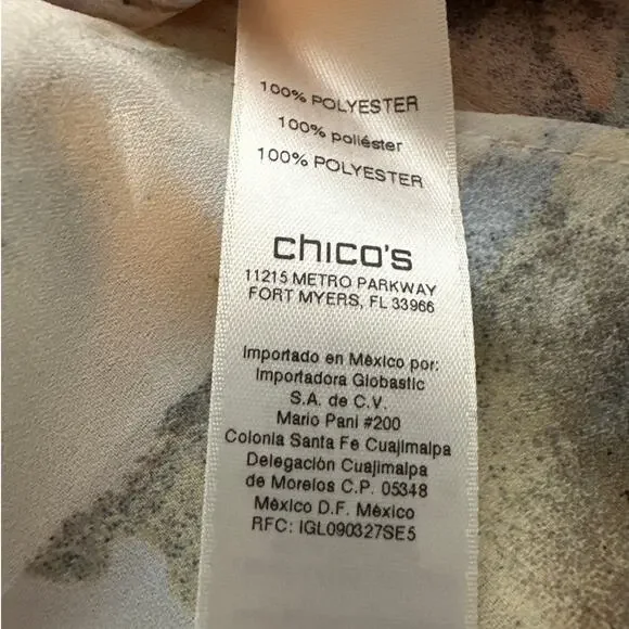 Chico’s Watercolor Floral Front Knot Long Sleeves Top Sz 2 / L Casual Colorful - Picture 9 of 10